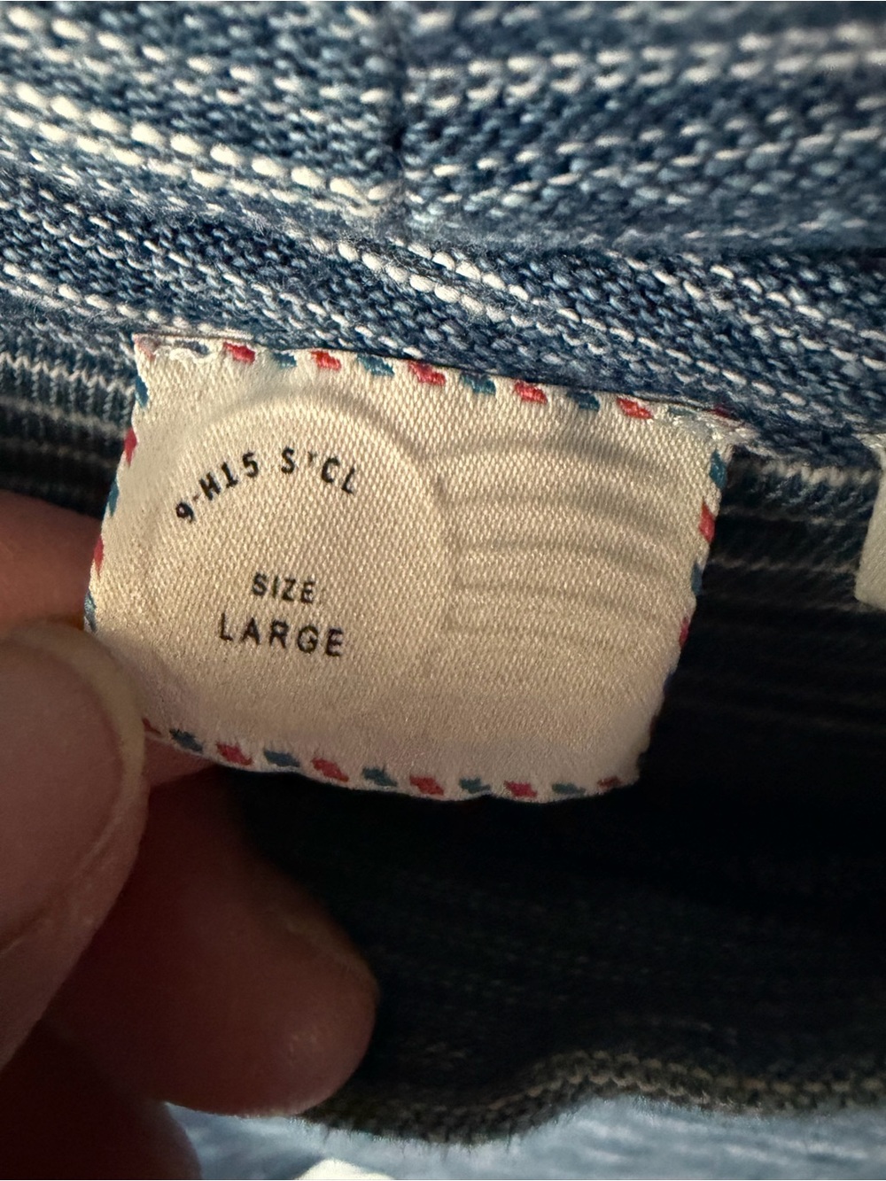 Anthropologie Knit Blue Stripe Ribbed Tank, Mock Neck, Not Cropped, UEC. Size Lg